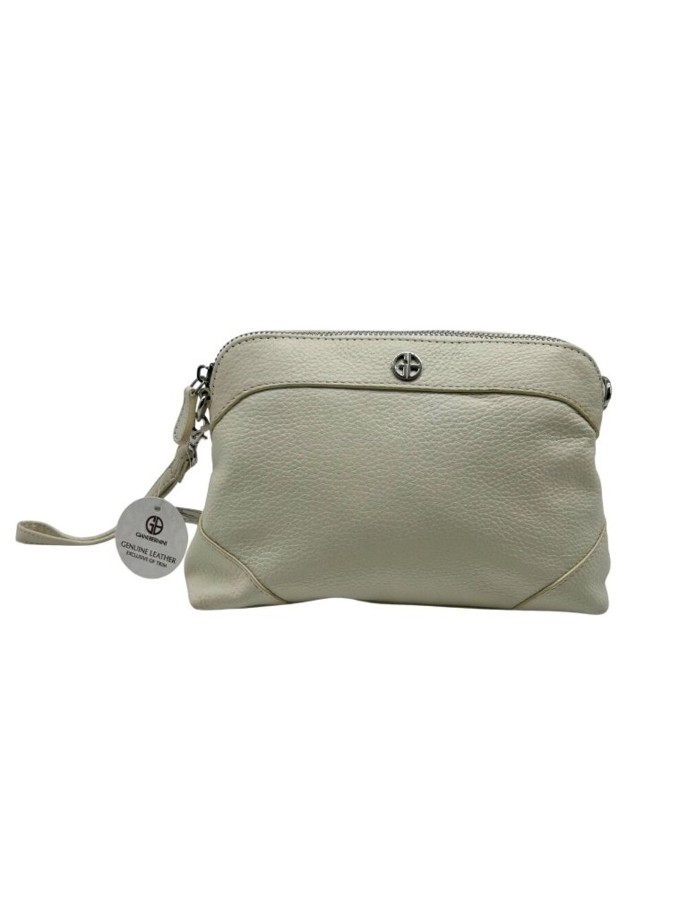 Giani Bernini White Pebbled Leather Convertible Wristlet